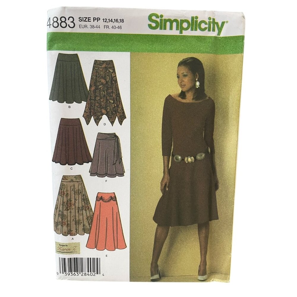 Simplicity 4883 Misses' Circle Skirts Size 12-18‎ Vintage Sewing Pattern